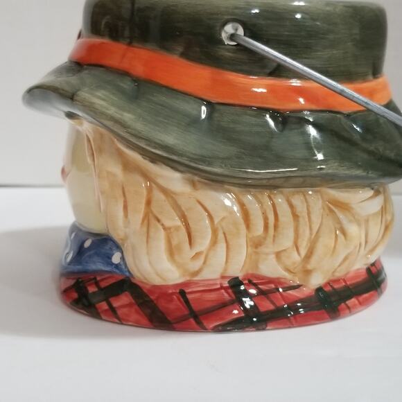 old time pottery farmer boy snowman candle holder  handle - Picture 6 of 9